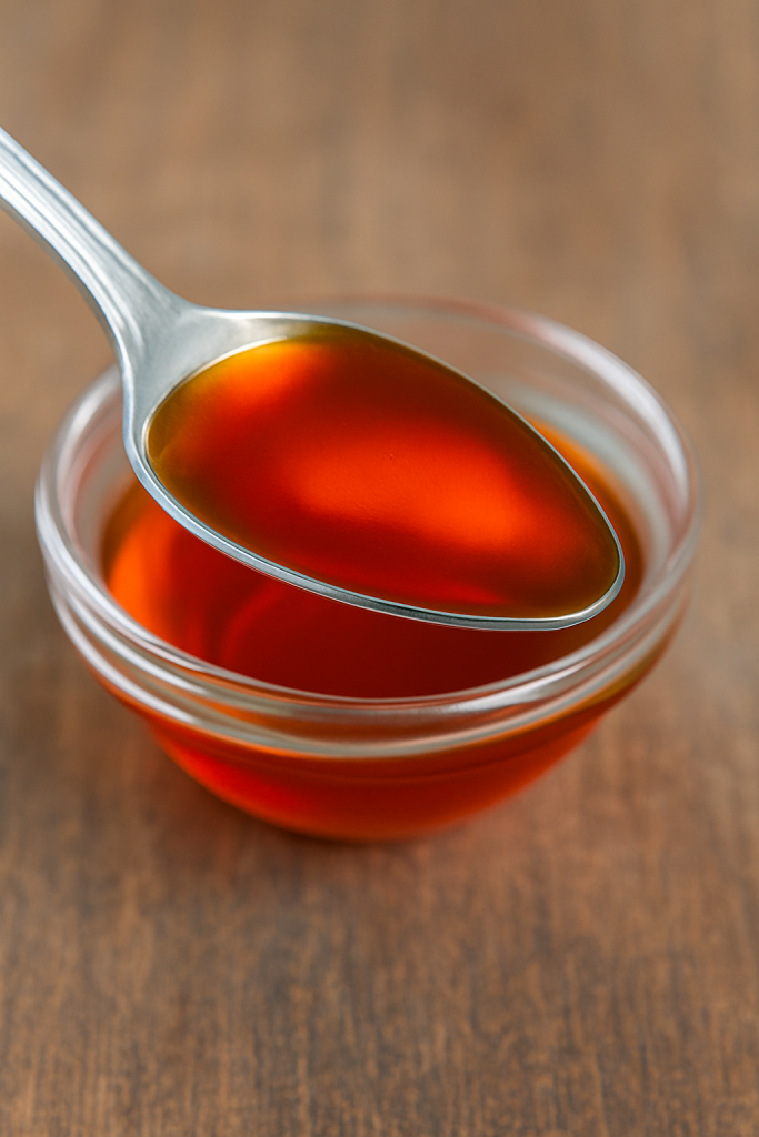 A steaming cup of Annatto tea on a wooden surface, made from the seeds or leaves of the Annatto plant, used in Jamaican healing traditions