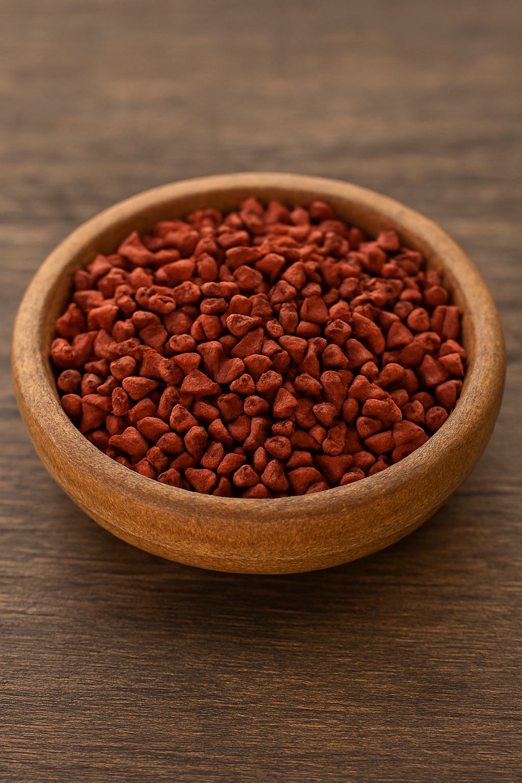 Annatto seeds in a rustic bowl on a wooden table, showcasing traditional Jamaican herbal ingredients. They provide 8 powerful benefits